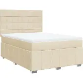 Syfax Boxspringbett mit Matratze Creme 160x200 cm Stoff