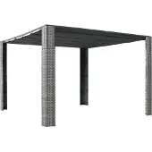 Syfax Pavillon mit Dach Poly Rattan 300x300x220 cm Grau und Anthrazit