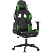 vidaXL Gaming-Stuhl mit Fußstütze Schwarz und Grün Kunstleder