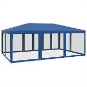 Syfax Partyzelt mit 10 Mesh-Seitenteilen Blau 6x4 m HDPE