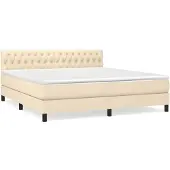 vidaXL Boxspringbett mit Matratze Creme 180x200 cm Stoff