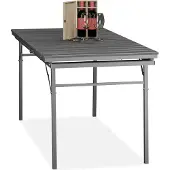 Relaxdays Gartentisch klappbar, Breite: 166 - 215 cm, Kunststoff, Stahl, wetterfest, 8 Personen, Campingtisch, grau
