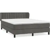 Syfax Boxspringbett mit Matratze Dunkelgrau 140x190 cm Samt