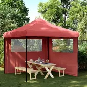Prolenta Maison Exclusive - Partyzelt Faltbar Pop-Up mit 2 Seitenteilen Burgunderrot
