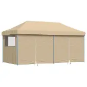 Syfax Partyzelt Faltbar Pop-Up mit 4 Seitenteilen Beige