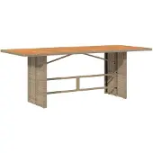 Syfax Gartentisch mit Akazienholz-Platte 190x80x74 cm Poly Rattan