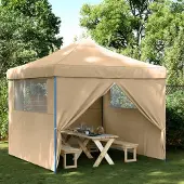 Prolenta Maison Exclusive - Partyzelt Faltbar Pop-Up mit 4 Seitenteilen Beige