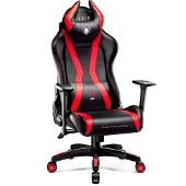 Diablo X-Horn Gaming Stuhl Bürostuhl Schreibtischstuhl 3D Armlehnen Ergonomisches Design Nacken/- Lendenkissen Kunstleder Wippfunktion, Farbe: Rot, Größe King