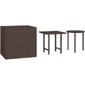 vidaXL Garten-Beistelltische 3 Stk. Braun Poly Rattan