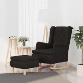vidaXL Schlichtes Schaukelsessel mit Hocker Schwarz Stoff - Fernseh- & Relaxsessel DE6708950 2parcel