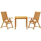 vidaXL 3-tlg. Garten-Essgruppe 85x85x74 cm Massivholz Akazie