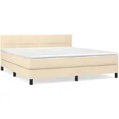 vidaXL Boxspringbett mit Matratze Creme 180x200 cm Stoff