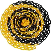 Relaxdays Absperrkette, 50 m, Kunststoff, Absperrung Baustelle, Parkplatz, Warteschlangen, Kunststoffkette, schwarz/gelb