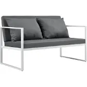 Casa.pro Gartenbank 70 x 114 x 60 cm Gartensofa Bank Parkbank Sitzbank Lounge Eisen Weiß / Lichtgrau