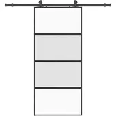Syfax Schiebetür mit Beschlag Schwarz 90x205 cm Hartglas