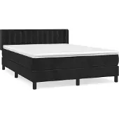 vidaXL Boxspringbett mit Matratze Schwarz 140x190 cm Samt