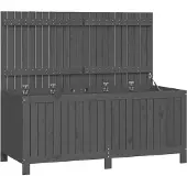 vidaXL Gartentruhe Grau 147x68x64 cm Massivholz Kiefer