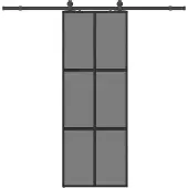 Syfax Schiebetür mit Beschlag Schwarz 76x205 cm Hartglas