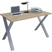 VCM Holz Schreibtisch | H. 76 x B. 110 x T. 80 cm | Computertisch schlicht | Füße aus hochwertigem Metall | Arbeitstisch | Büromöbel - Lona X