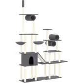 Syfax Kratzbaum mit Sisal-Kratzsäulen Dunkelgrau 279 cm