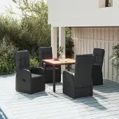 vidaXL 5-tlg. Garten-Essgruppe mit Kissen Schwarz Poly Rattan , Gartenstühle Design 2024