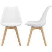 En.casa Esszimmerstuhl ’Fläten’ 2er Set Polsterstuhl Kunstleder Weiß