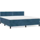 Syfax Boxspringbett mit Matratze Dunkelblau 160x200 cm Samt
