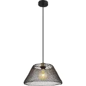 Globo Lighting Hängeleuchte Metall schwarz matt, Metallgeflecht schwarz matt, Metall goldfarben antik, Kabel PVC schwarz, Höhe kürzbar, ø: 360mm, H: 1200mm, exkl. 1x E27 40W 230V