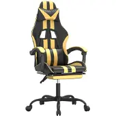 Syfax Gaming-Stuhl mit Fußstütze Schwarz und Golden Kunstleder