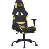 Syfax Gaming-Stuhl mit Massage & Fußstütze Schwarz und Hellgrün Stoff