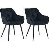CLP 2er Set Esszimmerstühle Cassis Samtbezug mit gesteppten Rückenlehnen blau Material Samt