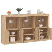 vidaXL Sideboard mit LED-Leuchten Sonoma-Eiche 181,5x37x100 cm