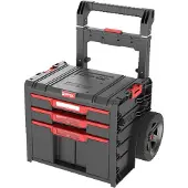 Qbrick System PRO Cart 2.0 Plus Drawer 3 mobile Box auf Rädern 520 x 415 x 660 mm 12 l 2x 4,5 l abnehmbarer Doppelteleskopgriff