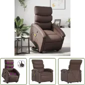 The Living Store Massagesessel mit Aufstehhilfe Braun Kunstleder