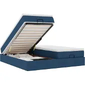 Syfax Ottoman-Bett mit Matratzen Blau 160x200 cm Stoff