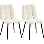 CLP 2er Set Esszimmerstuhl Tilde gepolstert mit Rückenlehne bis 150 kg belastbar creme Material Stoff