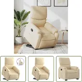 The Living Store Relaxsessel mit Aufstehhilfe Creme Stoff