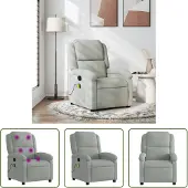 The Living Store Massagesessel Hellgrau Samt