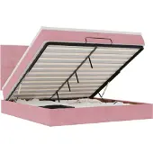 Syfax Ottoman-Bett mit Matratzen & LEDs Rosa 200x200 cm Samt