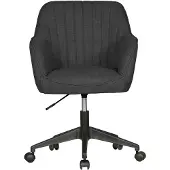 FineBuy Schreibtischstuhl MIAMI Anthrazit Stoff Drehstuhl mit Lehne 120 kg Retro Bürostuhl Drehsessel Rollen Designer Schalenstuhl bequem PC Stuhl