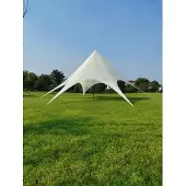 Mendler Sternzelt creme, 14 m Durchmesser, 5 m Höhe, 2,10 m Durchgangshöhe, 40 m² überdachte Fläche, Modell HLO-CP18