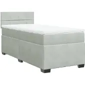 Syfax Boxspringbett mit Matratze Hellgrau 90x200 cm Samt