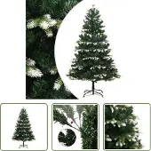 The Living Store Künstlicher Weihnachtsbaum Klappbar Beschneit 150 cm