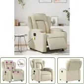 The Living Store Massagesessel Elektrisch Creme Kunstleder