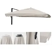 MCW Ersatz-Bezug für Luxus-Ampelschirm MCW-A96 mit Flap, Sonnenschirmbezug Ersatzbezug, 3x4m (Ø5m) Polyester creme-grau