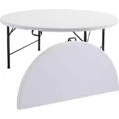Oviala Runder Klapptisch von 180 cm - 10er-Set Weiß - REKKEM