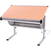 Mendler Kinder-/Jugend-Schreibtisch Schülerschreibtisch Bürotisch Preston, höhenverstellbar, neigbar natur, Buche