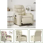 The Living Store Massagesessel Elektrisch Creme Kunstleder