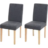 Mendler 2er-Set Esszimmerstuhl Stuhl Küchenstuhl Littau Textil, anthrazitgrau, helle Beine