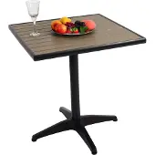 Mendler Gartentisch MCW-J95, Balkontisch Bistrotisch, Gastronomie Outdoor-Beschichtung Alu Holzoptik schwarz, grau